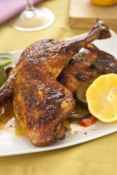 Roasted Chicken with vegetables Stock Photos