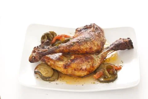 Roasted Chicken with vegetables Stock Photos