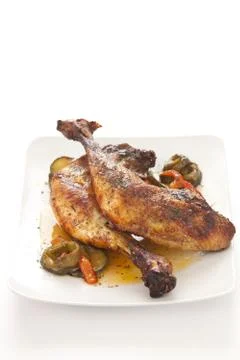 Roasted Chicken with vegetables Stock Photos