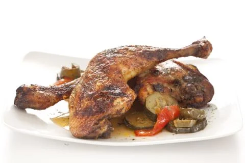 Roasted Chicken with vegetables Stock Photos