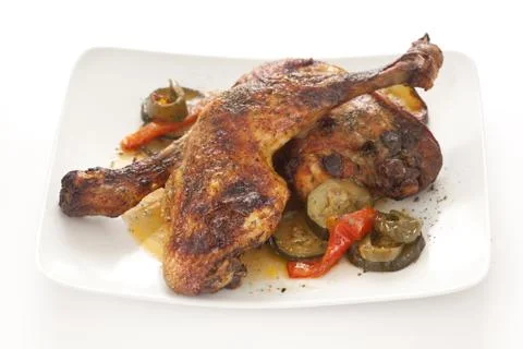 Roasted Chicken with vegetables Stock Photos