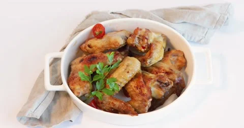 Roasted chicken wings. View from above Stock Footage 154231035