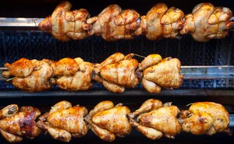 Roasted chickens Foto stock