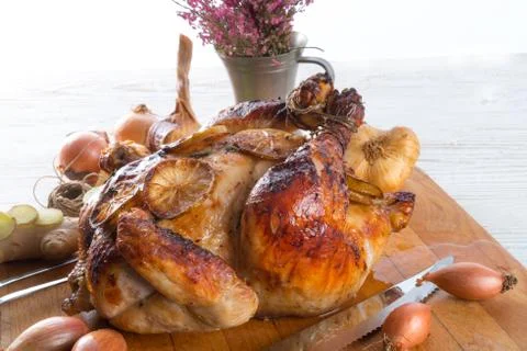 Roasted chickens Stock Photos