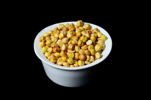 Roasted Chickpea, isolated on black background Stock Photos