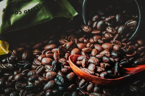 Roasted Coffee Bean Background Stock Photos