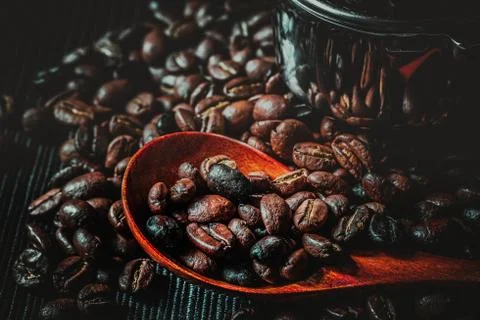 Roasted Coffee Bean Background 스톡 사진