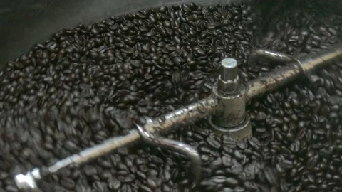 Roasted coffee bean in cooling tray. Stock Footage 135707510