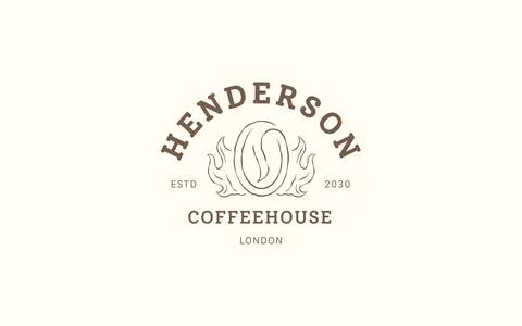 Roasted Coffee Bean Flame Logo Vector Template Classic Coffeehouse Mark Stock Illustration