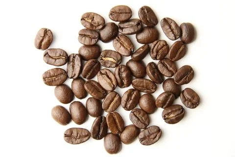 Roasted coffee bean isolated on white background 스톡 사진