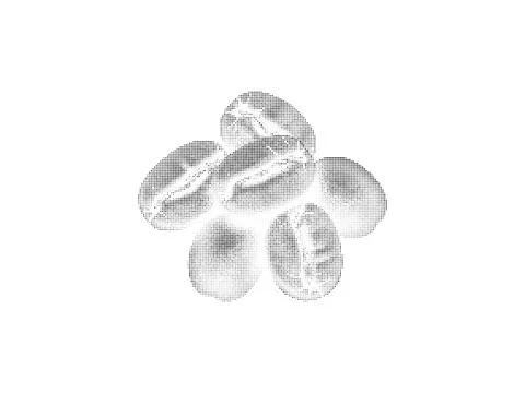 Roasted coffee bean pile halftone pattern design in monochromatic black and.. Stock Illustration