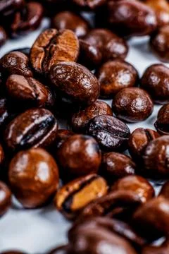 Roasted coffee beanon white Stock Photos