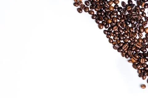 Roasted coffee beanon white Stock Photos