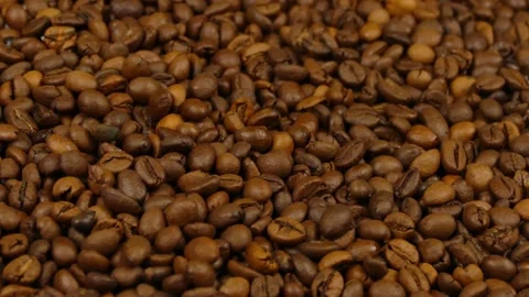 Roasted coffee beans approach Stock Footage 232327410