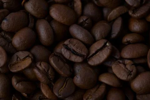 Roasted coffee beans background abstract Stock Photos