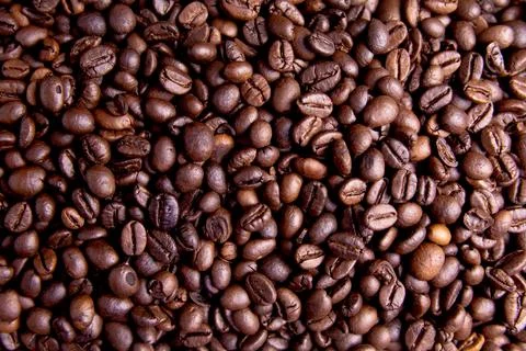 Roasted Coffee Beans background, Brown coffee beans for can be used as a ba.. Foto stock
