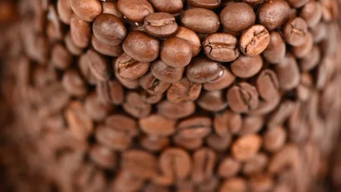 Roasted coffee beans background. Focus on the foreground. Stock Footage 245082076
