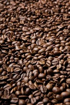 Roasted coffee beans background - full frame detail. Foto stock