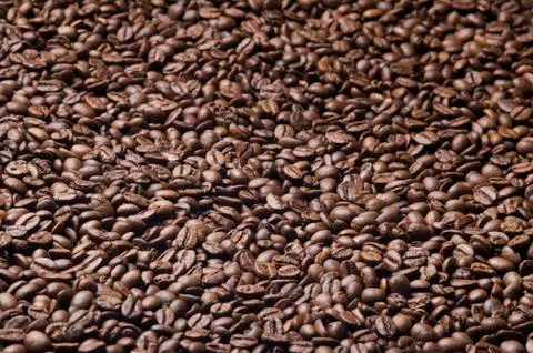 Roasted coffee beans background - full frame detail. 스톡 사진