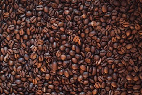 Roasted coffee beans for background, high quality dark roasted coffee structure Stock Photos