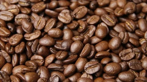 Roasted coffee beans background. Roasted coffee bean Video stock 197050007