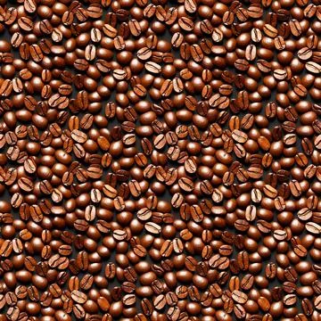 Roasted coffee beans background. Seamless texture Stock Illustration