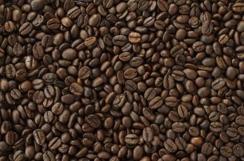 Roasted coffee beans, background texture Stock Photos