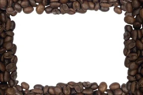 Roasted Coffee Beans background texture isolated on white background with cop Stock Photos