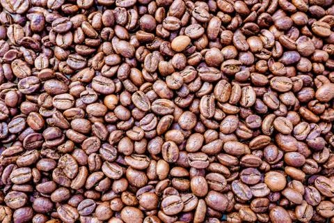 Roasted coffee beans background, texture Stock Photos