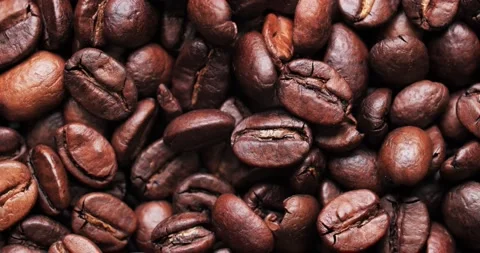 Roasted Coffee Beans Background. Video Loop. Close-Up Vídeo Stock 140994998