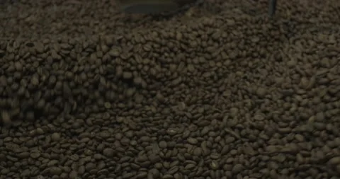Roasted Coffee Beans Being Stirred Overhead Stock Footage 169050536