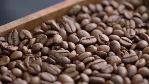 Roasted coffee beans in a box Stock Footage 151795416