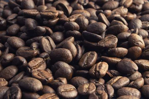 Roasted coffee beans, can be used as a background Foto stock