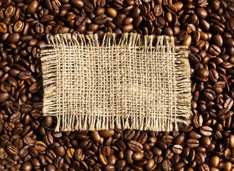 Roasted coffee beans in a ceramic plate on a turquoise background. Stock Photos