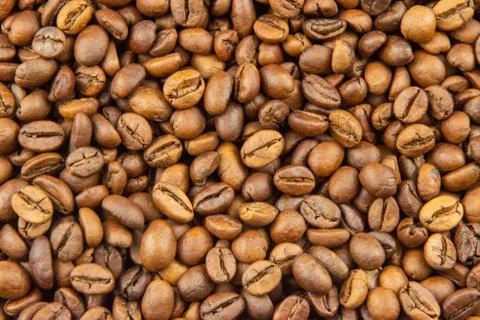 Roasted coffee beans close-up for background Foto stock