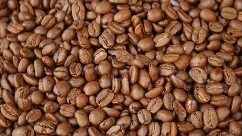 Roasted coffee beans close up. Stock Footage 328441142