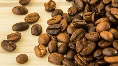 A roasted coffee beans close up image macro Stock Footage 81123229