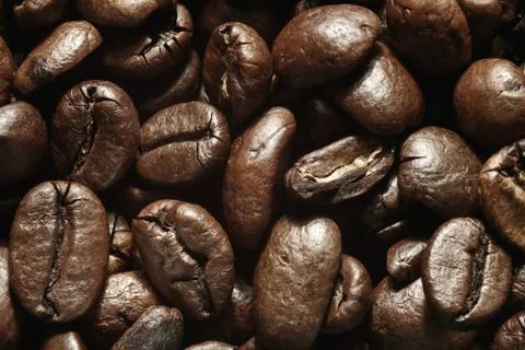 Roasted coffee beans close-up Stock Photos