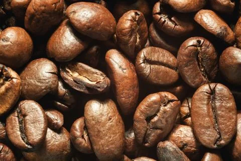 Roasted coffee beans close-up Stock Photos