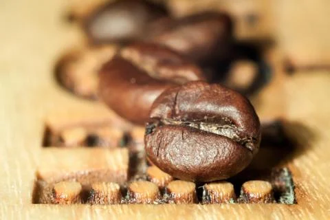 Roasted coffee beans close-up Stock Photos