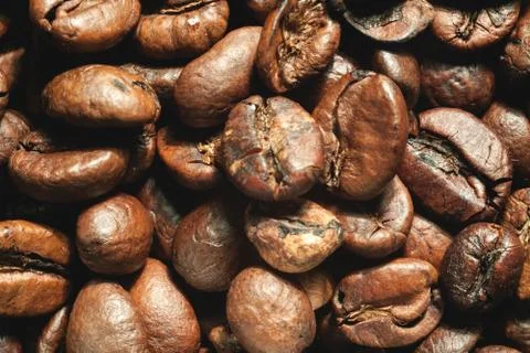 Roasted coffee beans close-up Stock Photos