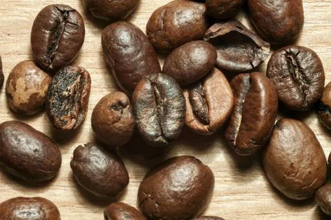 Roasted coffee beans close-up Stock Photos