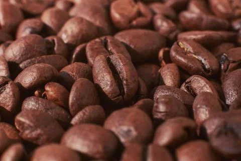 Roasted coffee beans close-up Stock Photos