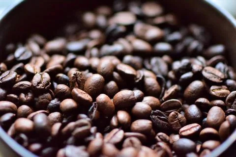 Roasted coffee beans as a close up Stock Photos