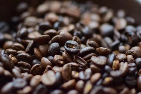 Roasted coffee beans as a close up Stock Photos