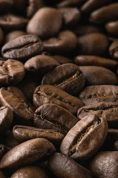 Roasted coffee beans in close-up Stock Photos