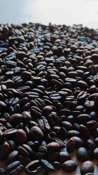 Roasted coffee beans close-up Stock Photos