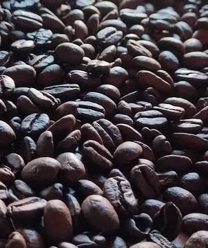 Roasted coffee beans close-up Stock Photos