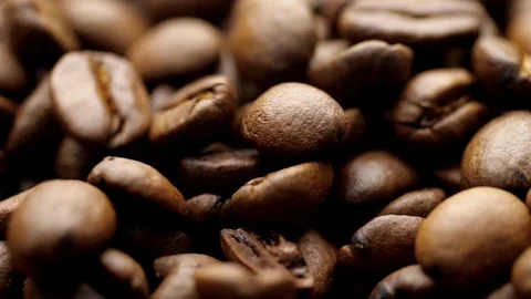 Roasted coffee beans. Close-up shot. Video stock 113457480