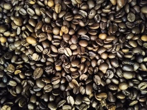 Roasted Coffee Beans Close-Up Shot Stock Photos